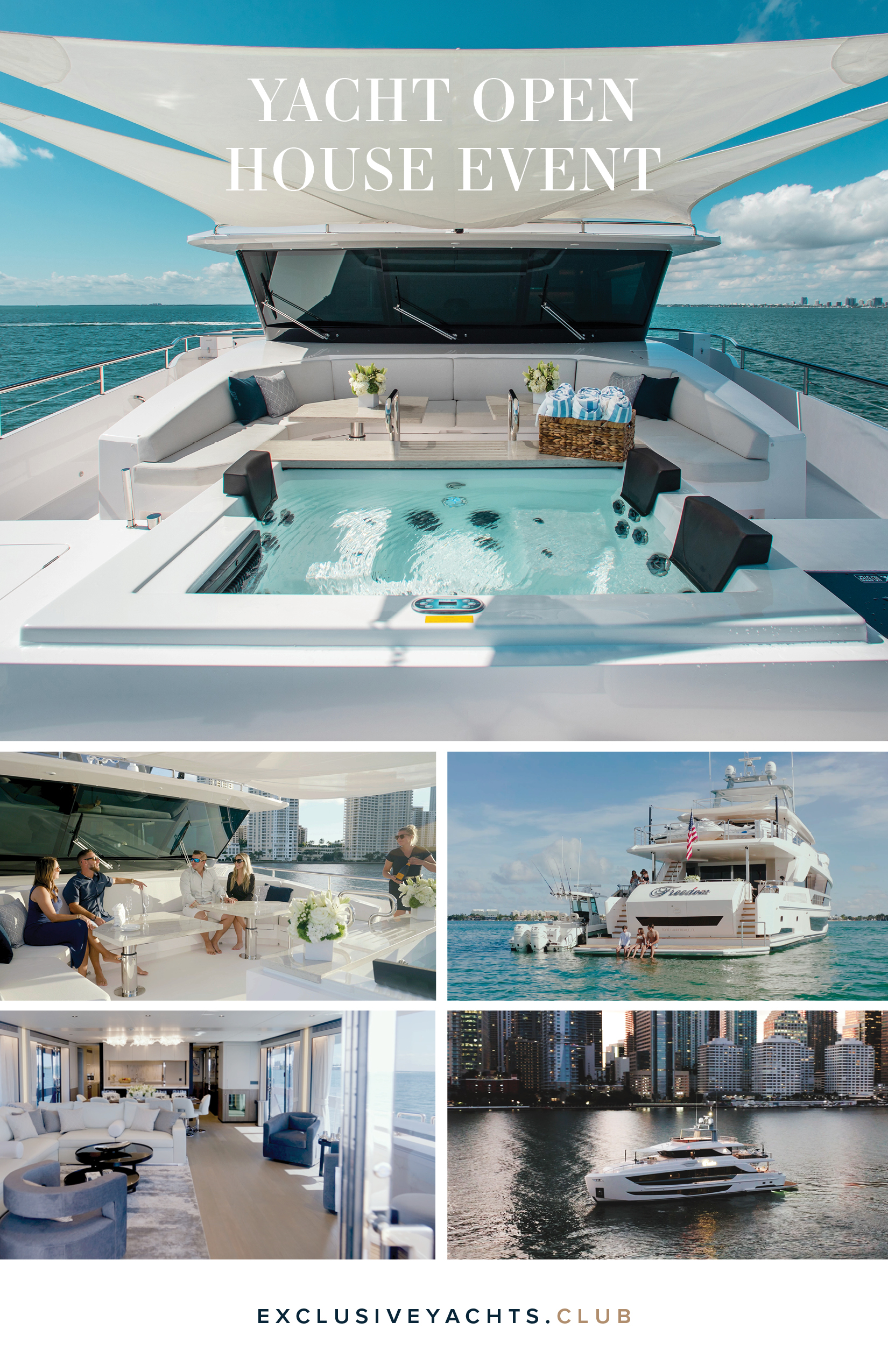 Invitation to Exclusive Yachts Open House - July 14 - Newport Rhode Island - Photos of MotorYacht Freedom - a 110-foot Horizon Yacht