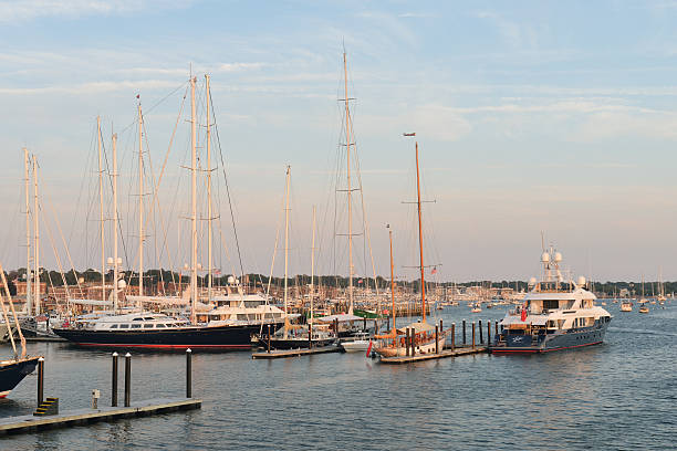 Exclusive Yachts - Newport, RI Marina at sunset