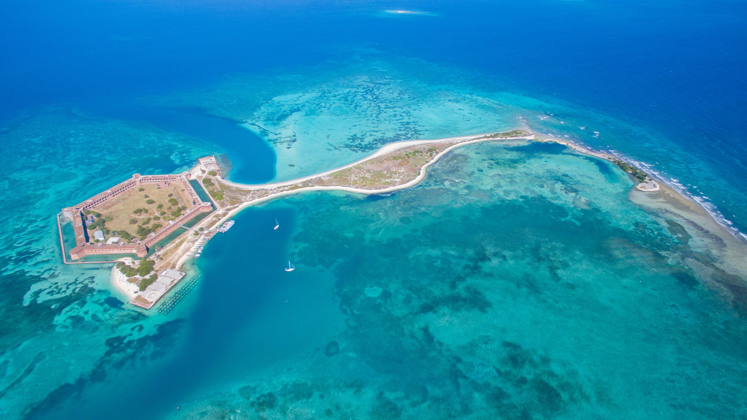 Exclusive Yachts - aerial view of Dry Tortugas in Key West Florida