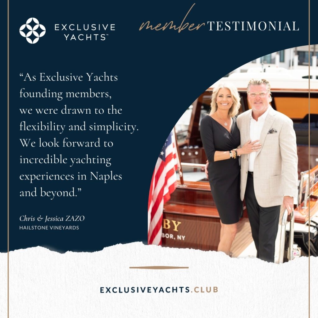 Exclusive Yachts Testimonial - Chris and Jessica Zazo - Hailstone Vineyards - Founding Members of EY