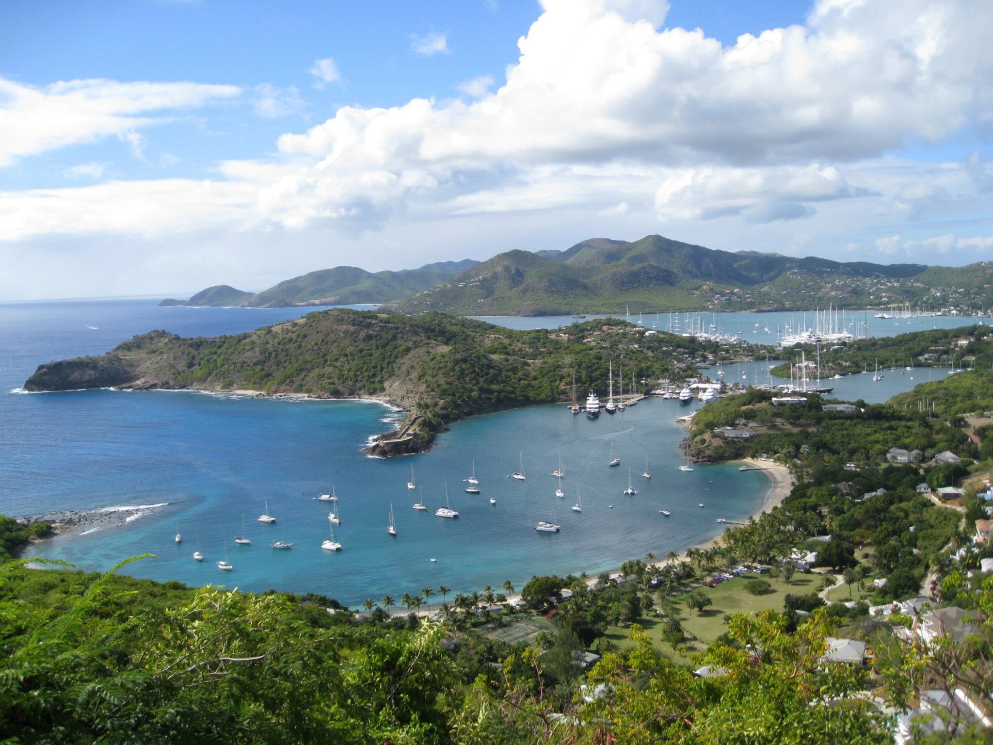 Aerial view of Antigua from Shirley Heights Lookout