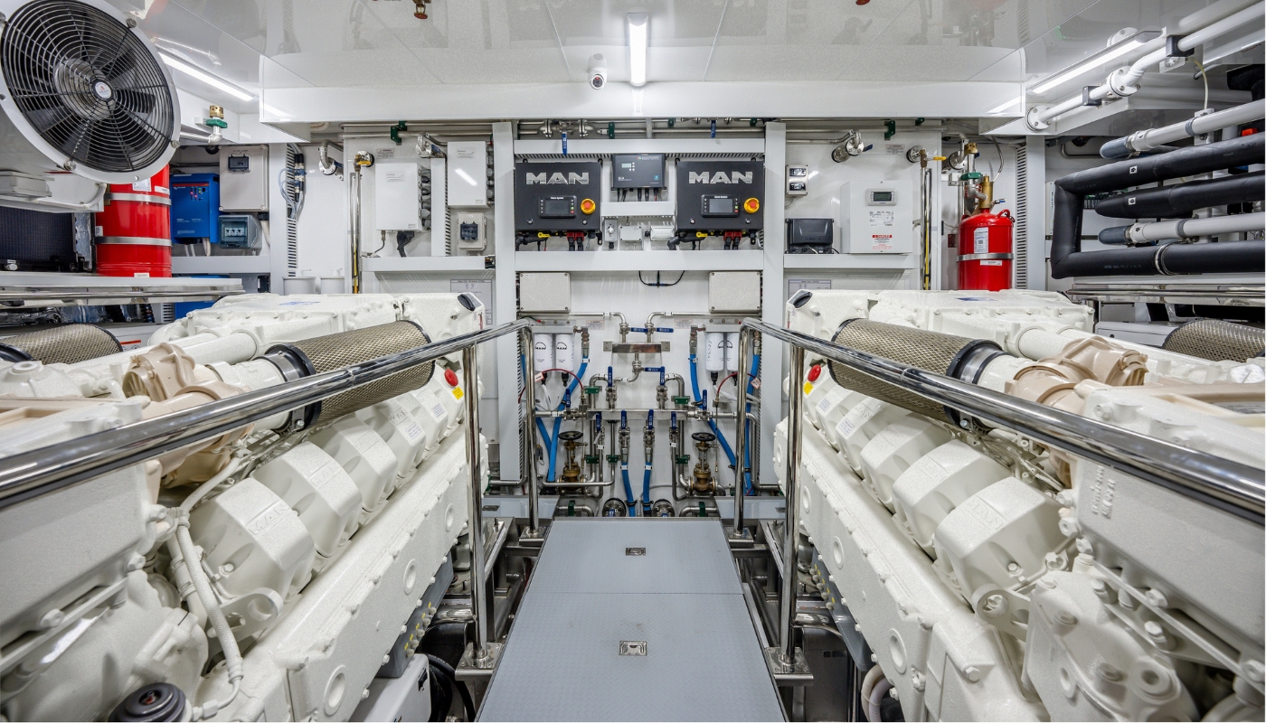 Exclusive Yachts - 98' Ocean Alexander interior engine